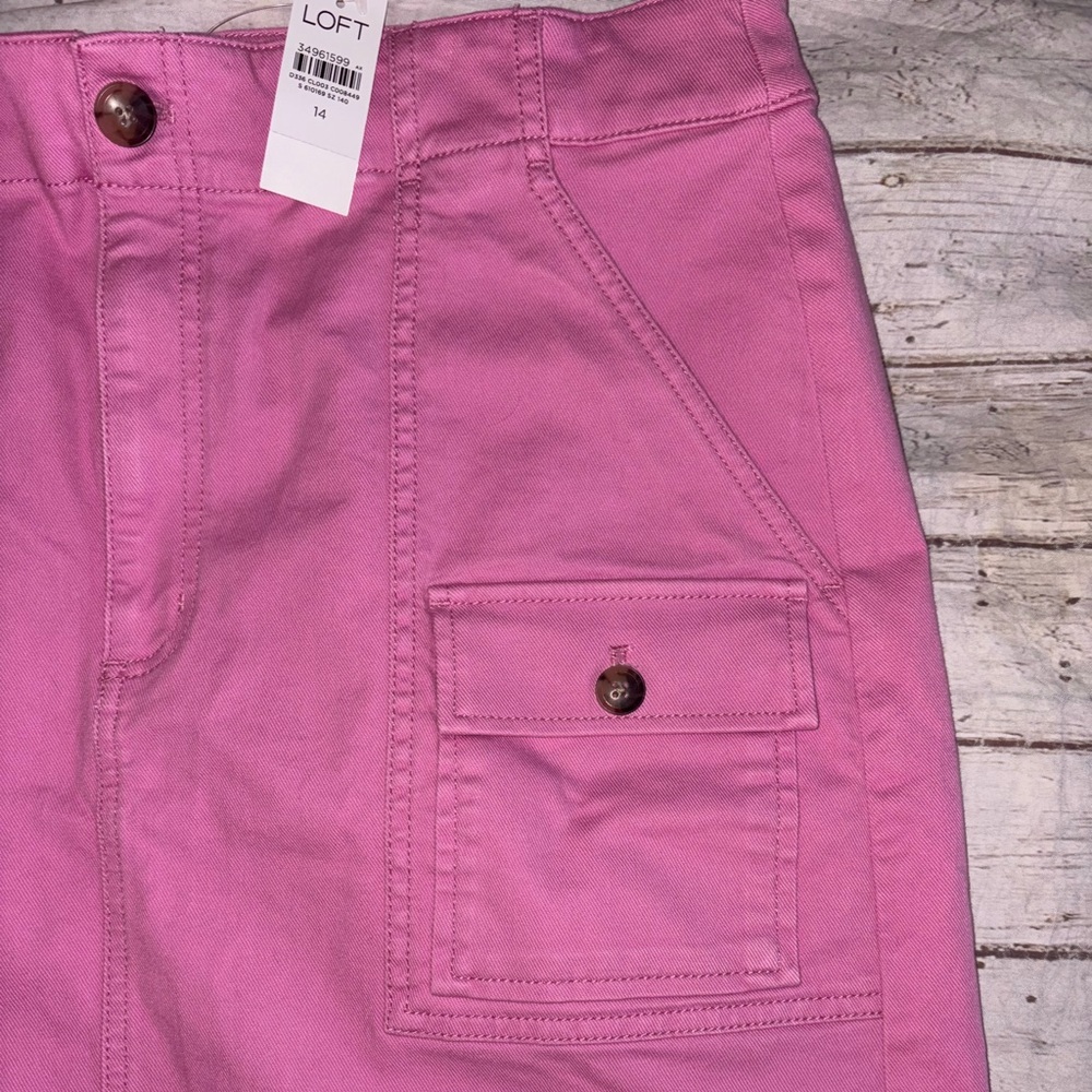 NWT! Ann Taylor Loft pink utility cargo frayed hem skirt - Picture 5 of 6